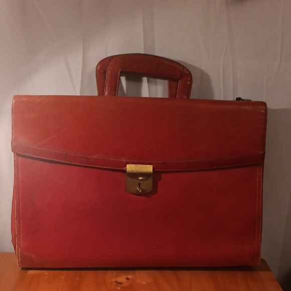 Hartman By Sharif Vintage Elegant Red Leather Briefcase - Picture 1 of 14